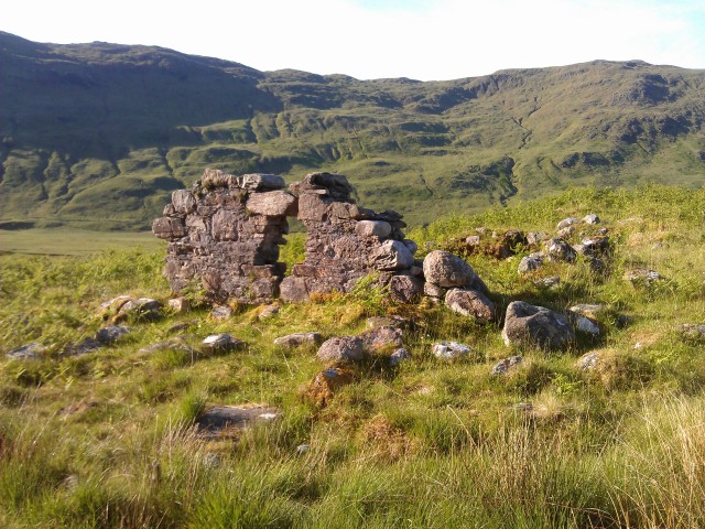Remains of Hanoverian barracks at head of Loch Arkaig, a few miles from Glenfinnan. After Culloden the Prince's escape route took him through this area.